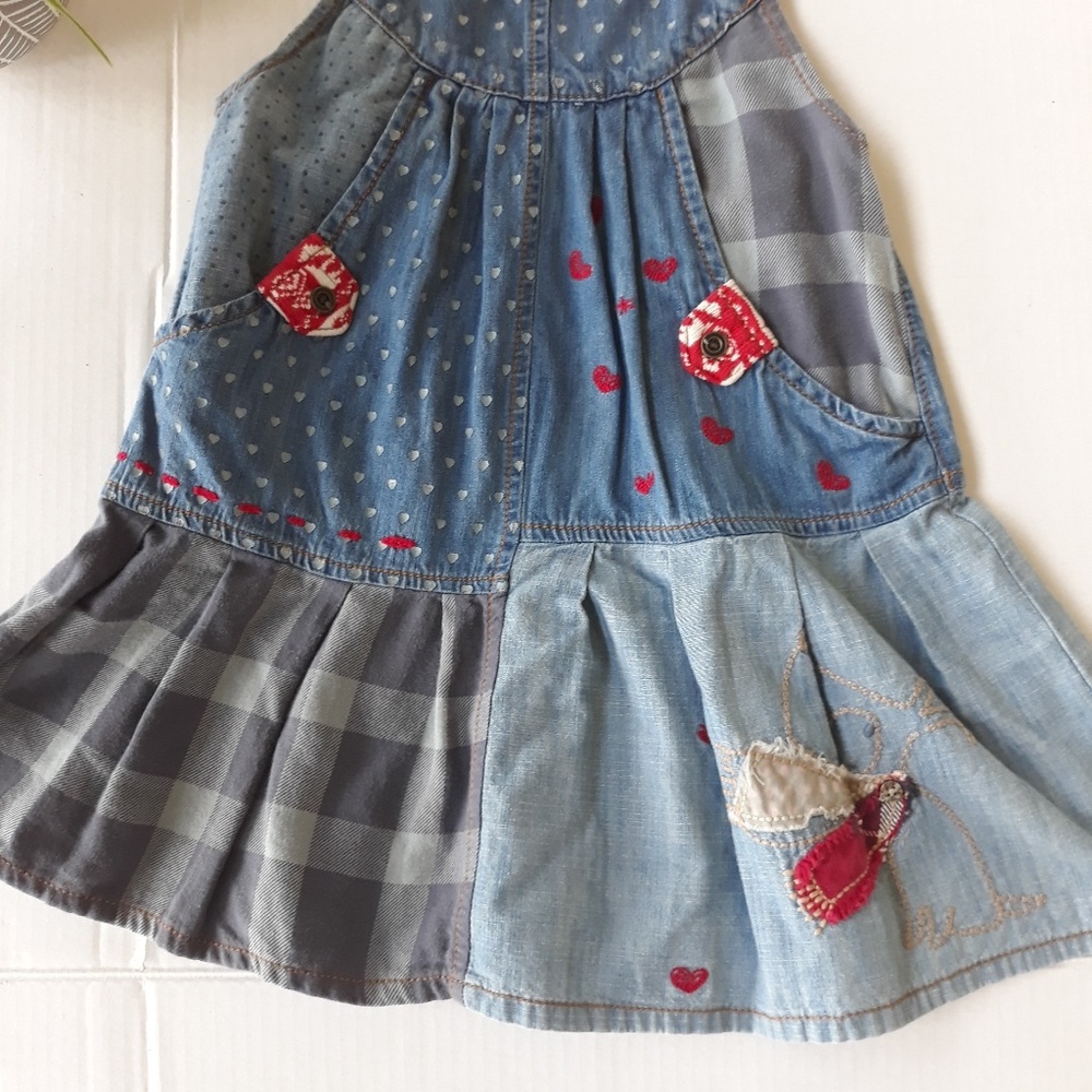 Next Jumper Patchwork Denim Dress 4-5 Years - Picture 5 of 7